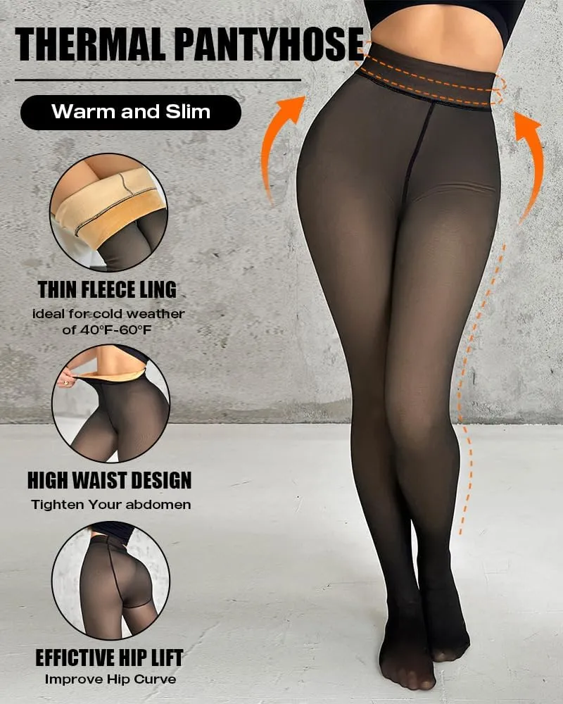 CHICME BEST SHOPPING DEALS Chic Me 2-Pack Magic Fleece Lined Leggings Thermal Pantyhose High Waist Leggings Tights