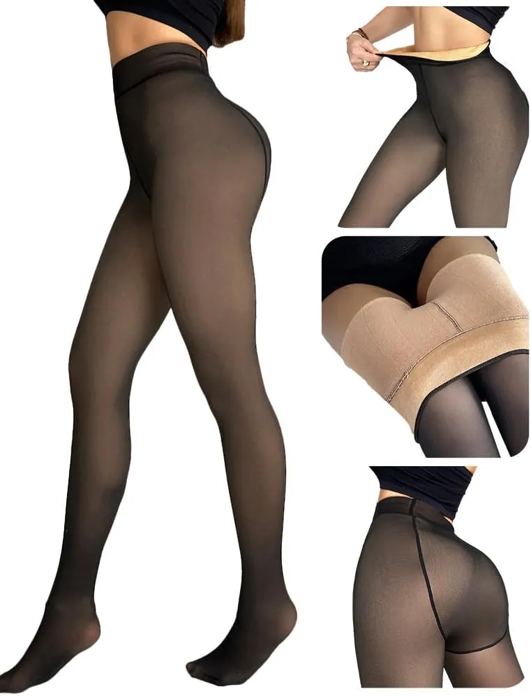 CHICME BEST SHOPPING DEALS Chic Me 2-Pack Magic Fleece Lined Leggings Thermal Pantyhose High Waist Leggings Tights