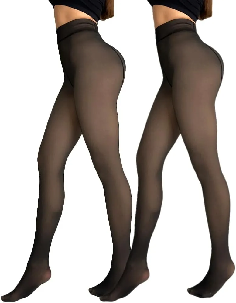 CHICME BEST SHOPPING DEALS Chic Me 2-Pack Magic Fleece Lined Leggings Thermal Pantyhose High Waist Leggings Tights