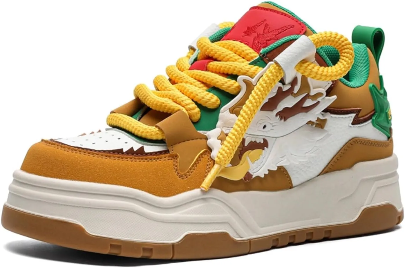 Chunky Sneakers for Men, Street Platform Shoes, Unique 3D Dragon, Height Boost, Urban Trendy Y2K Skate Hip Hop, Limited