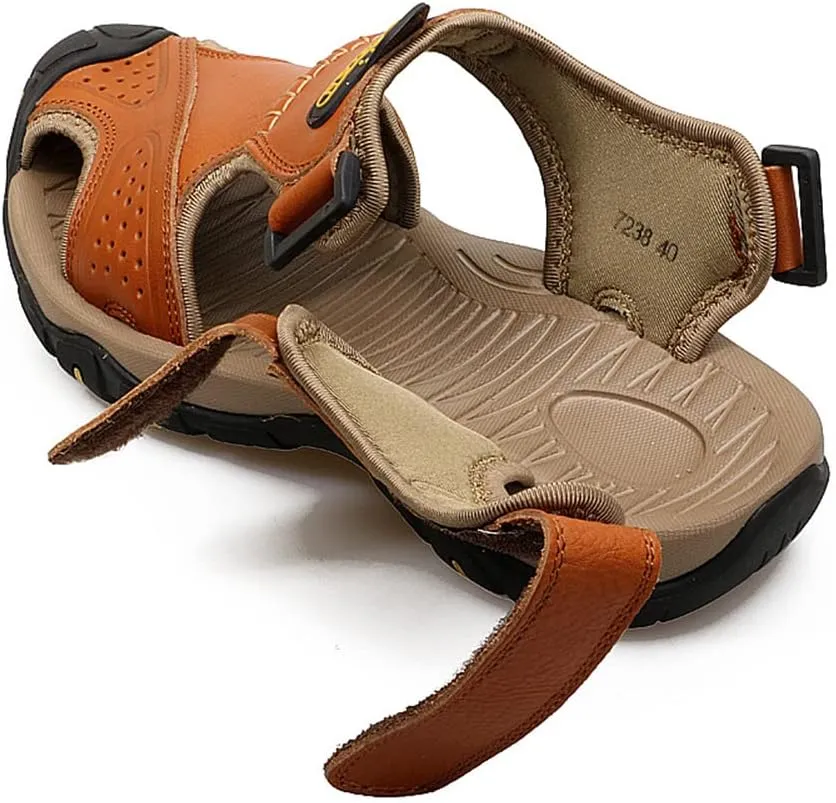 CHUUMEE Men's Sandals Leather Beach Sandals Summer Outdoor Sports Sandals