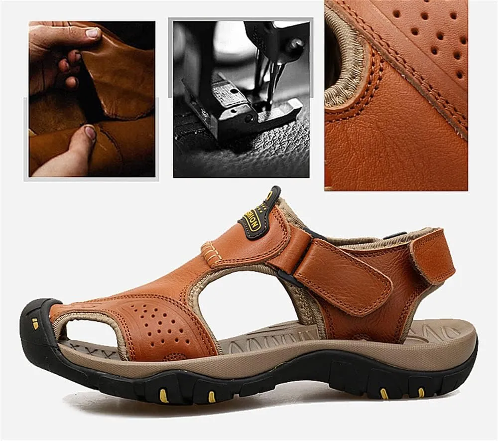 CHUUMEE Men's Sandals Leather Beach Sandals Summer Outdoor Sports Sandals