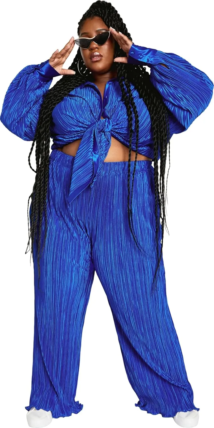 CITY CHIC Women's Plus Size Pant-Andi Wide Leg Plisse