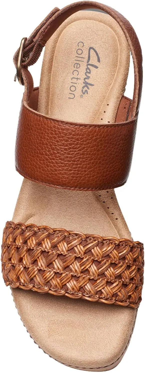 Clarks Womens Seannah Step Leather Cushioned Footbed Platform Sandals