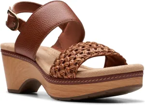 Clarks Womens Seannah Step Leather Cushioned Footbed Platform Sandals