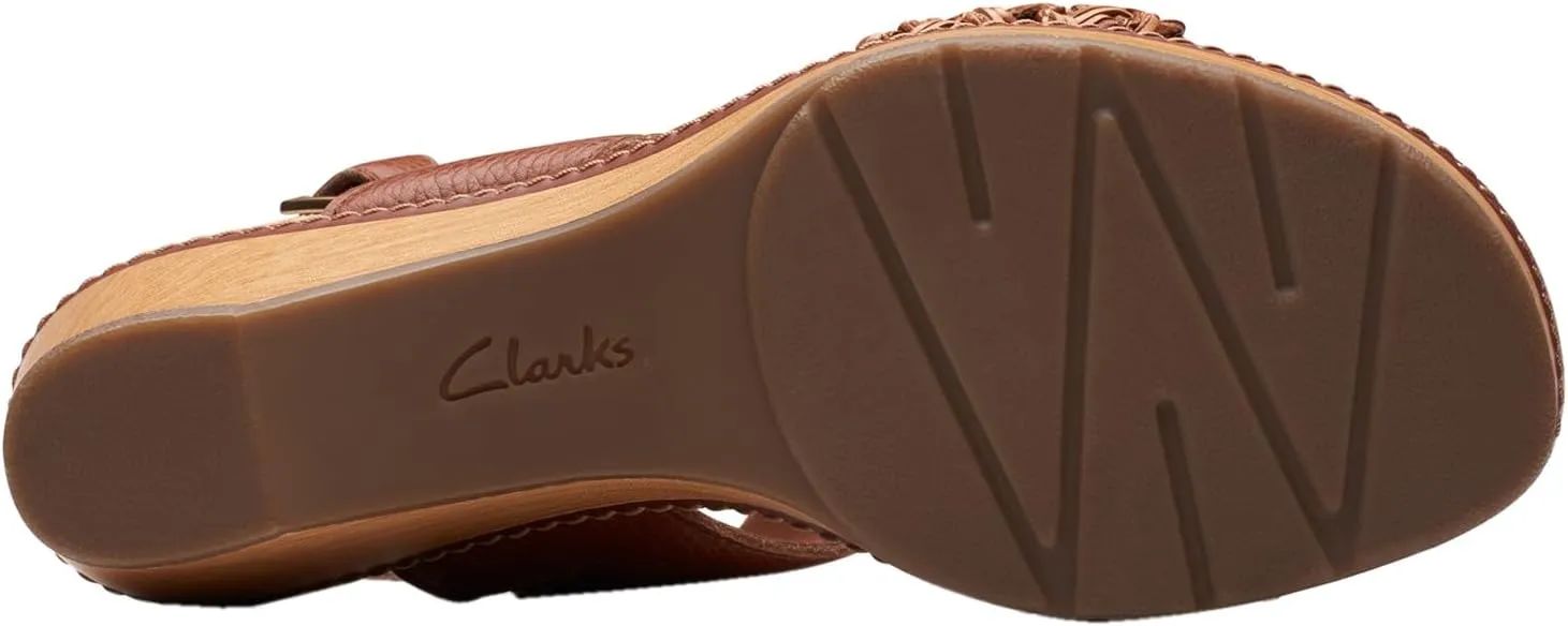 Clarks Womens Seannah Step Leather Cushioned Footbed Platform Sandals