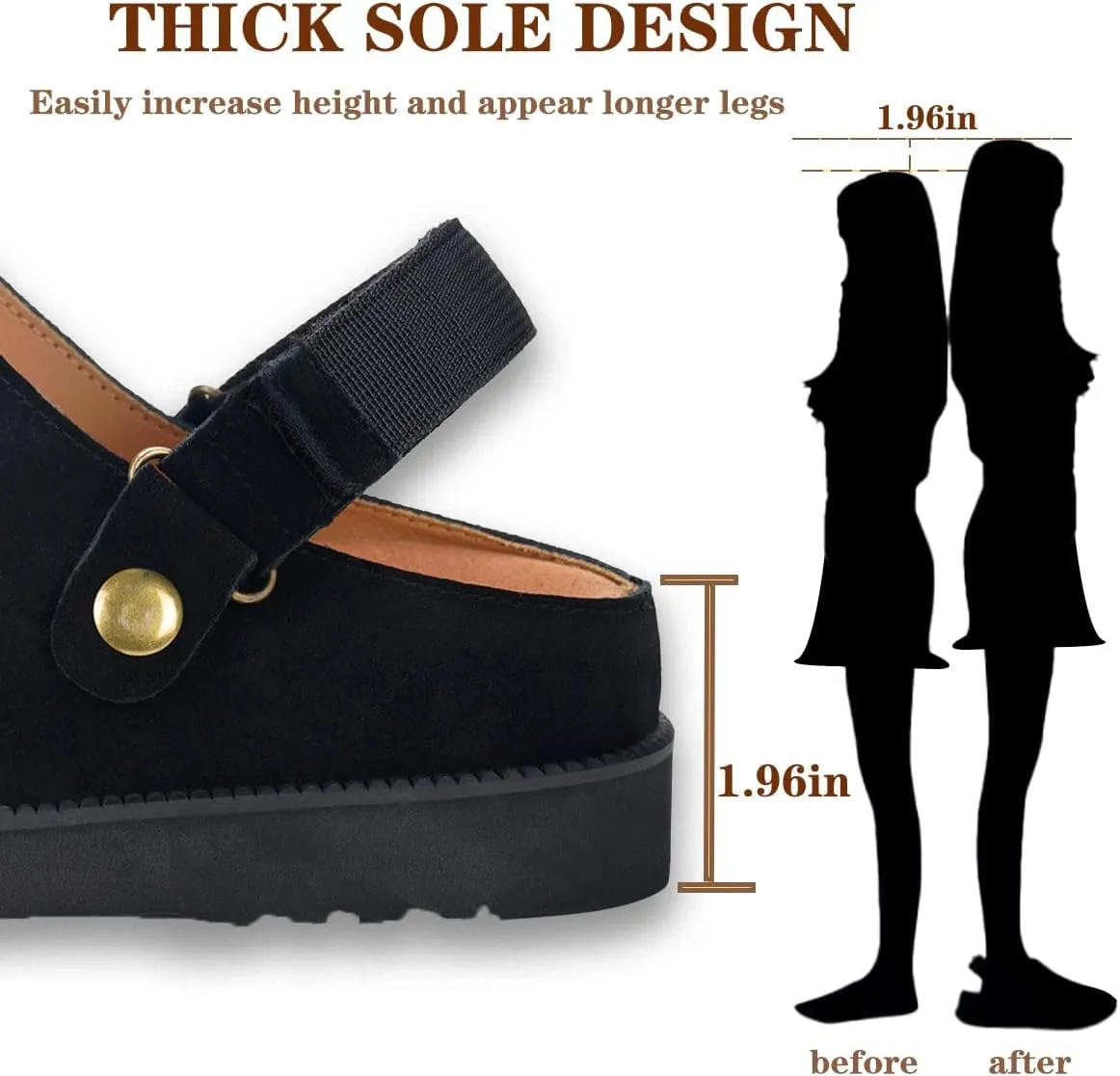 Clogs for Women Platform Clogs Slippers Classic Suede Leather Mules with Arch Support Comfortable Slip-on Sandals Shoes for Indoor Outdoor
