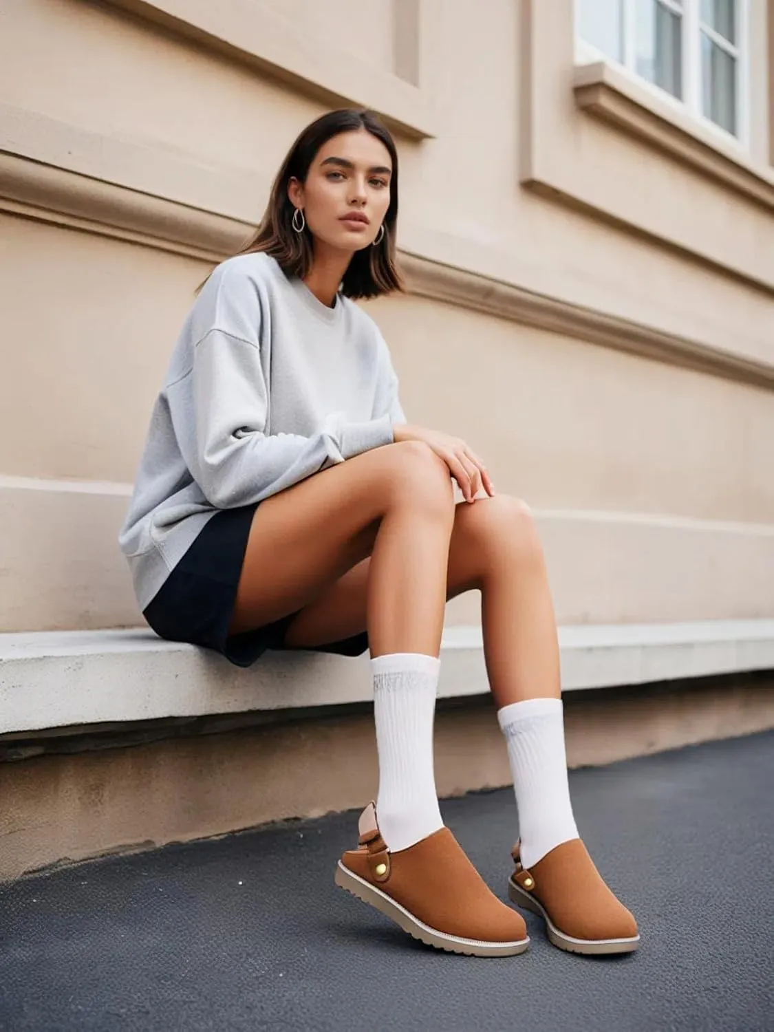 Clogs for Women Platform Clogs Slippers Classic Suede Leather Mules with Arch Support Comfortable Slip-on Sandals Shoes for Indoor Outdoor