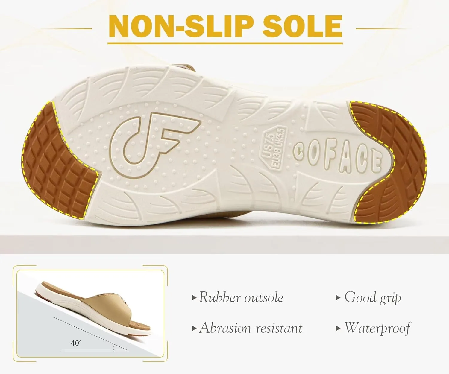 COFACE Womens Dressy Orthotic Slides Lightweight Yoga Mat Thick Cushion Recovery Walking Sandals Adjustable Slip On Slippers with Comfortable Plantar Fasciitis Arch Support