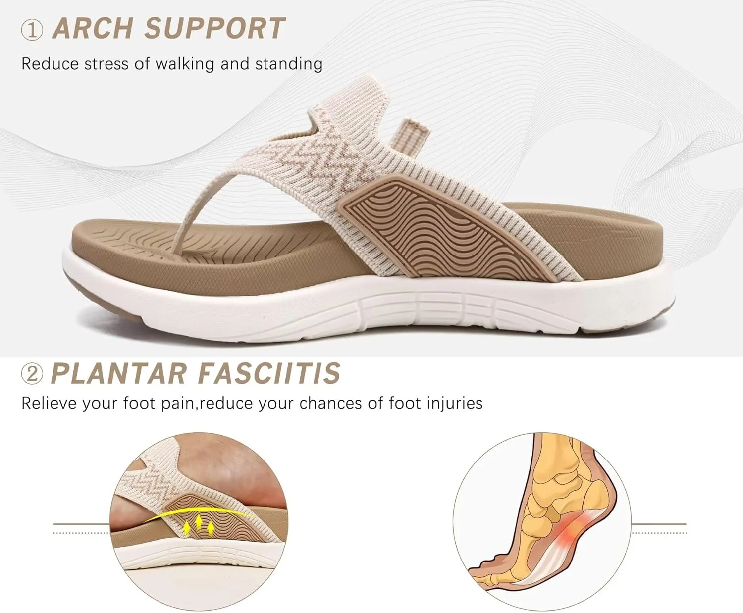COFACE Womens Fashion Orthotic Flip Flops Recovery Walking Lightweight Athletic Thick Yoga Mat Cushion Thong Sandals With Comfortable Plantar Fasciitis Arch Support