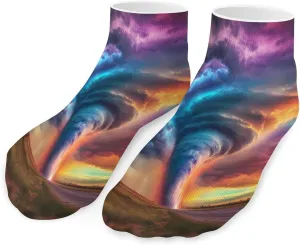 Colorful Tornado Low Cut Ankle Socks Casual Liner Sock Pack Non Slip Invisible For Men Women