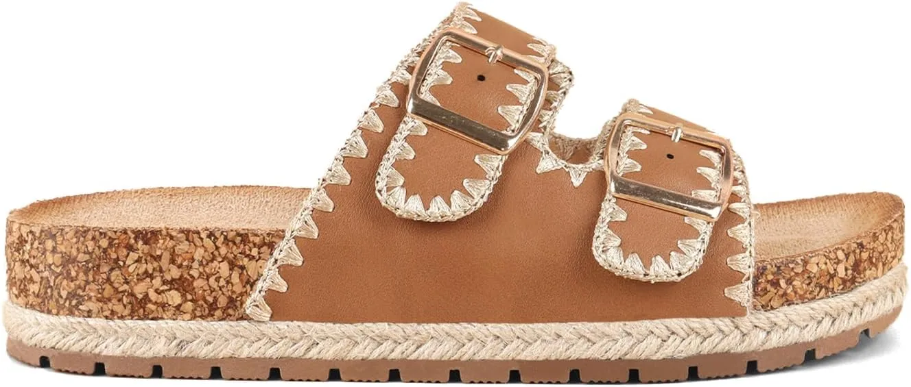 Comfortable Cork Sandals, Women's Open-Toe Slip On Buckle with Arch Support, Beach & Dressy Summer