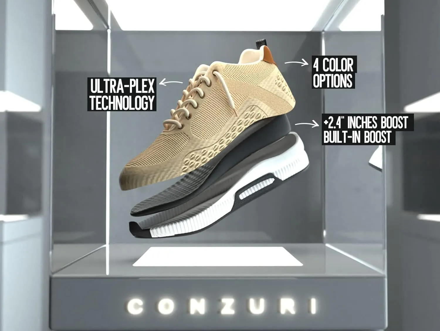 Conzuri Official V2 Cloud Runners Shoes for Men-Height Increasing Shoes Elevate Your Height by 2.4 Inches, Lightweight, Non-Slip Casual and Fashion Sneakers