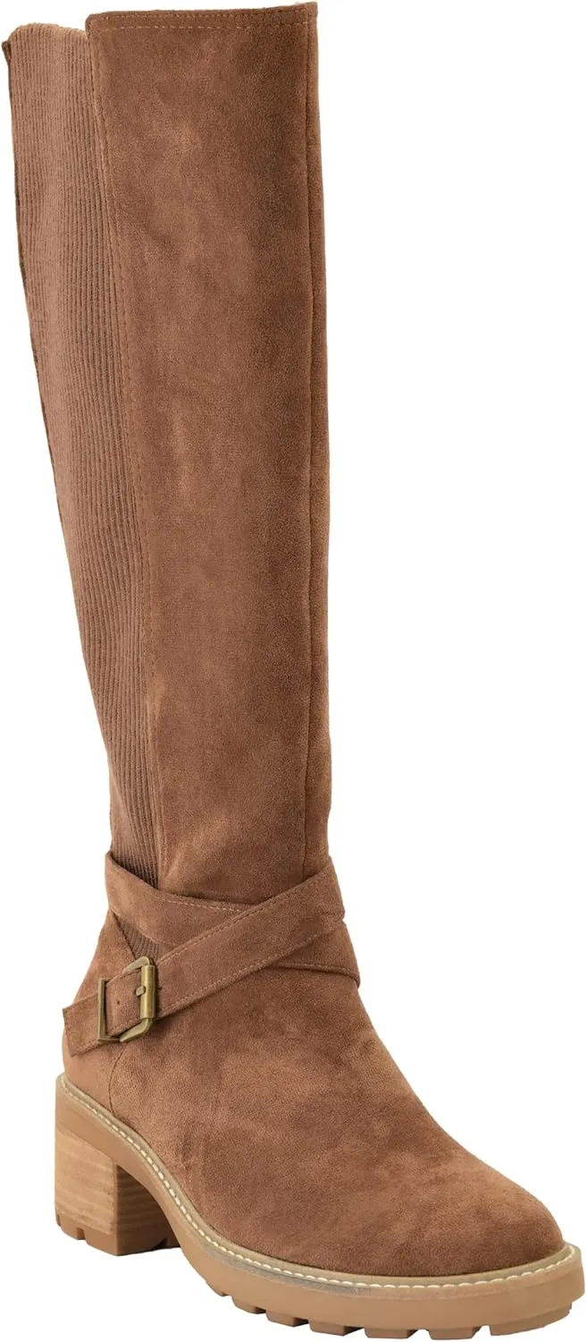 Corkys Footwear High There Wide-Calf Friendly 2.75-Inch Heeled Boots Memory Foam Insoles, Quarter Zip Closure, Stylish Winter Essential