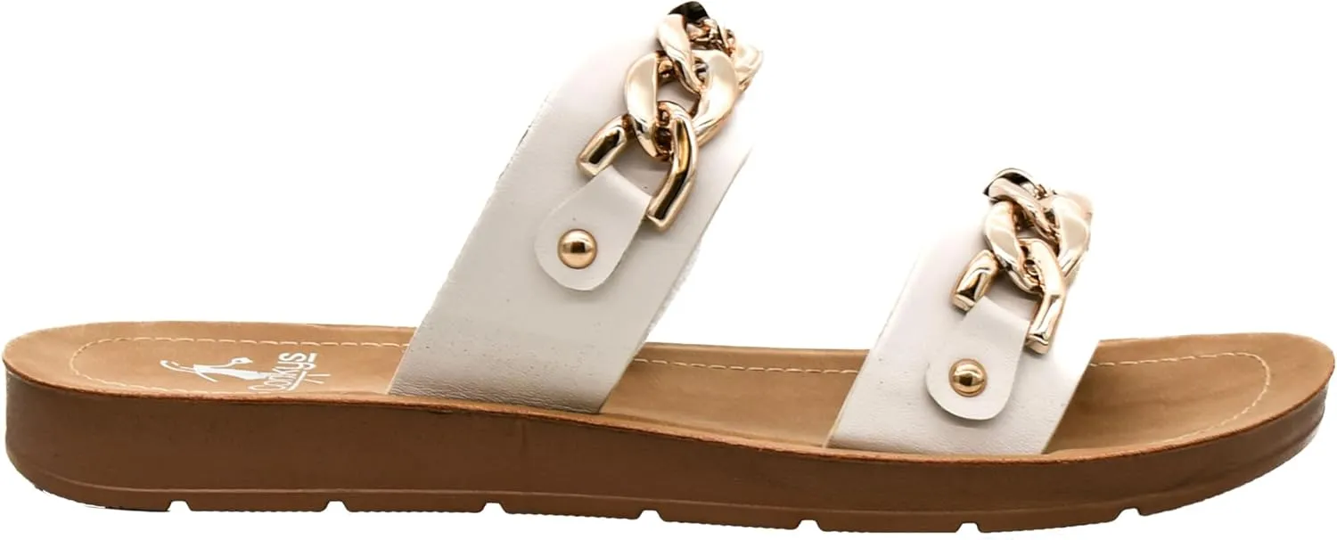 Corkys Footwear Seeing Double Sandals - Where Comfort Meets Chic with Lightweight Feel, Two Straps With a Chunky Chain Detail, And Comfortable Insoles