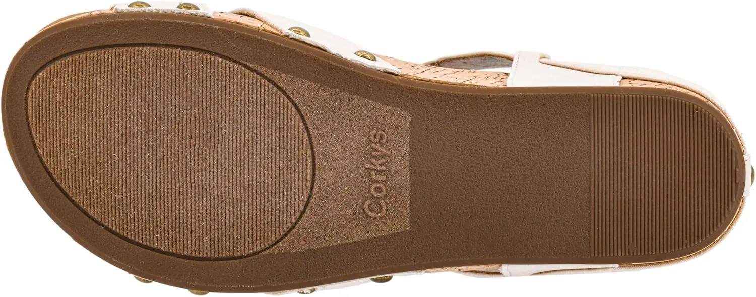 Corkys Footwear Women's Better With Time 2-Inch Wedge - Timeless Wide Toe Strap With Cut Outs, Elastic Gore Strap Around Ankle, And EVA Insoles For All-Day Comfort