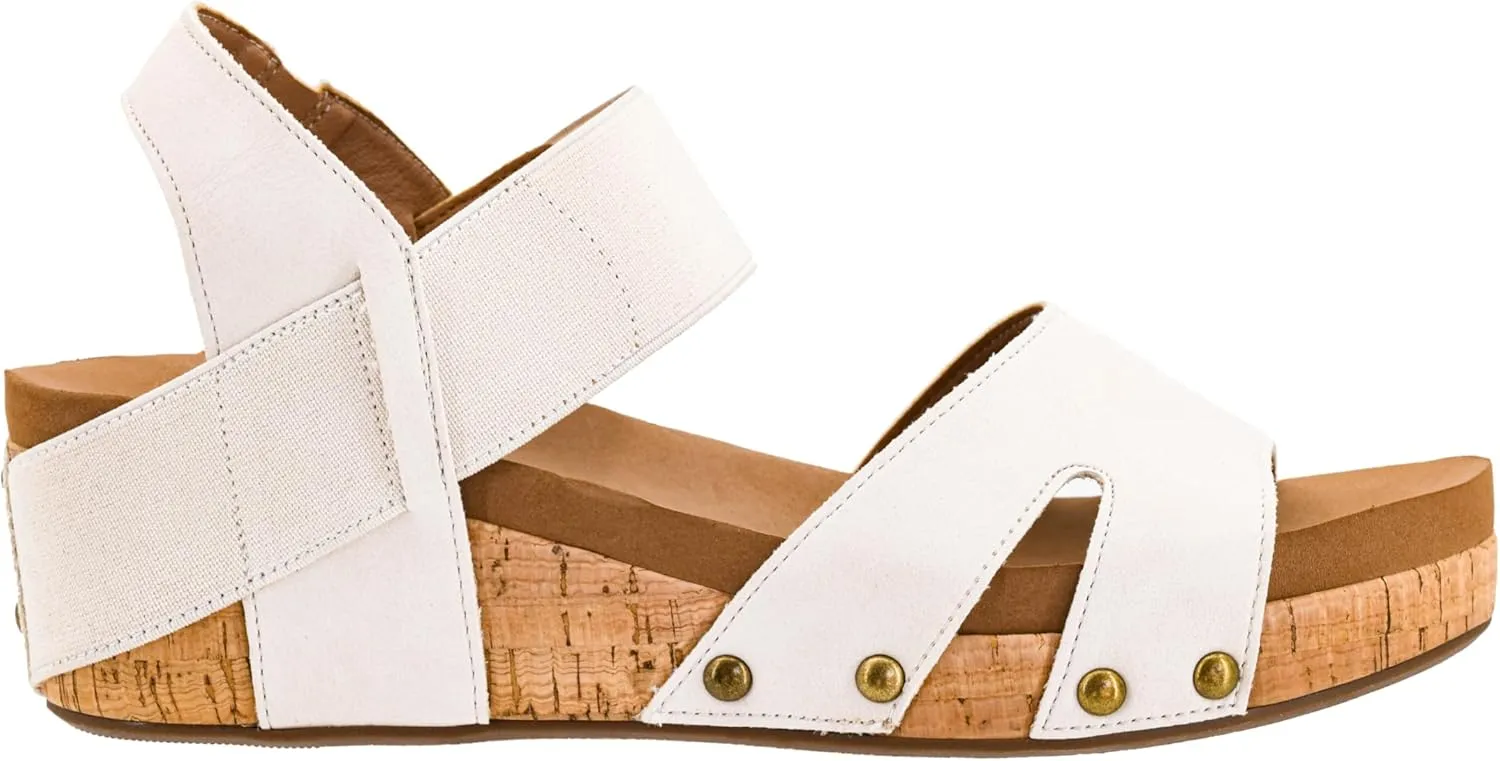 Corkys Footwear Women's Better With Time 2-Inch Wedge - Timeless Wide Toe Strap With Cut Outs, Elastic Gore Strap Around Ankle, And EVA Insoles For All-Day Comfort