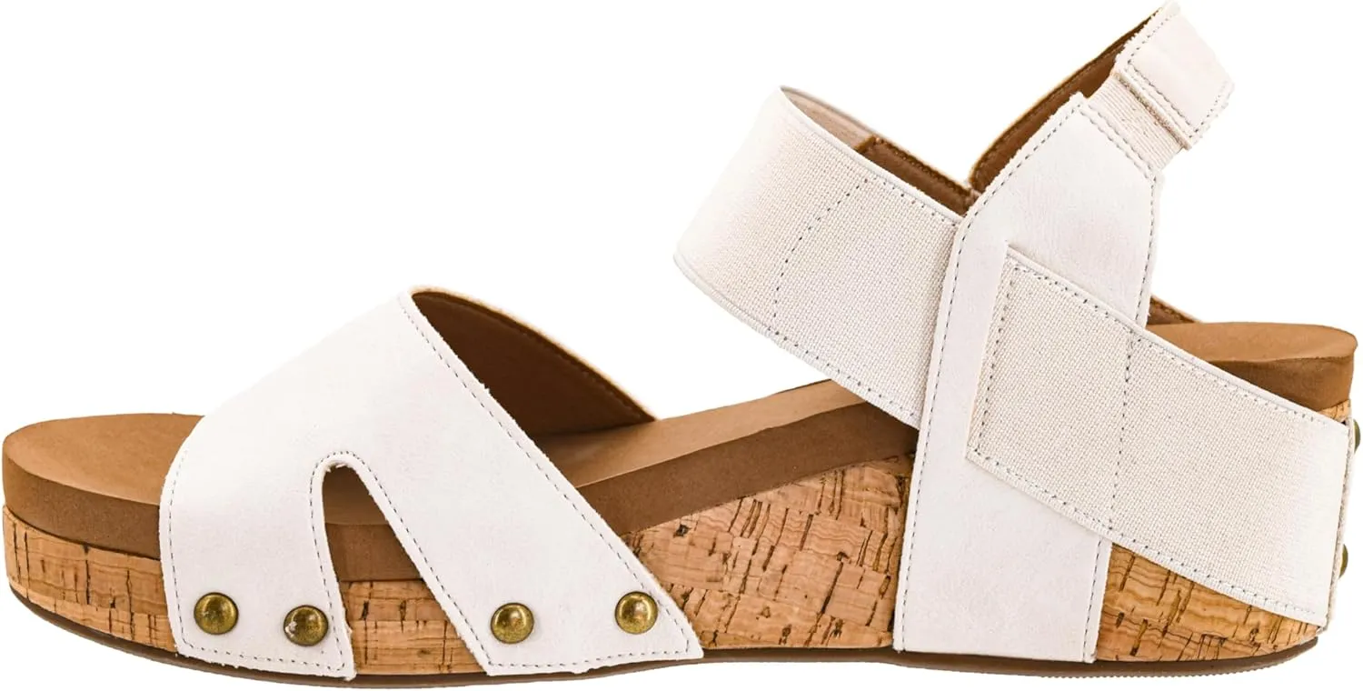 Corkys Footwear Women's Better With Time 2-Inch Wedge - Timeless Wide Toe Strap With Cut Outs, Elastic Gore Strap Around Ankle, And EVA Insoles For All-Day Comfort