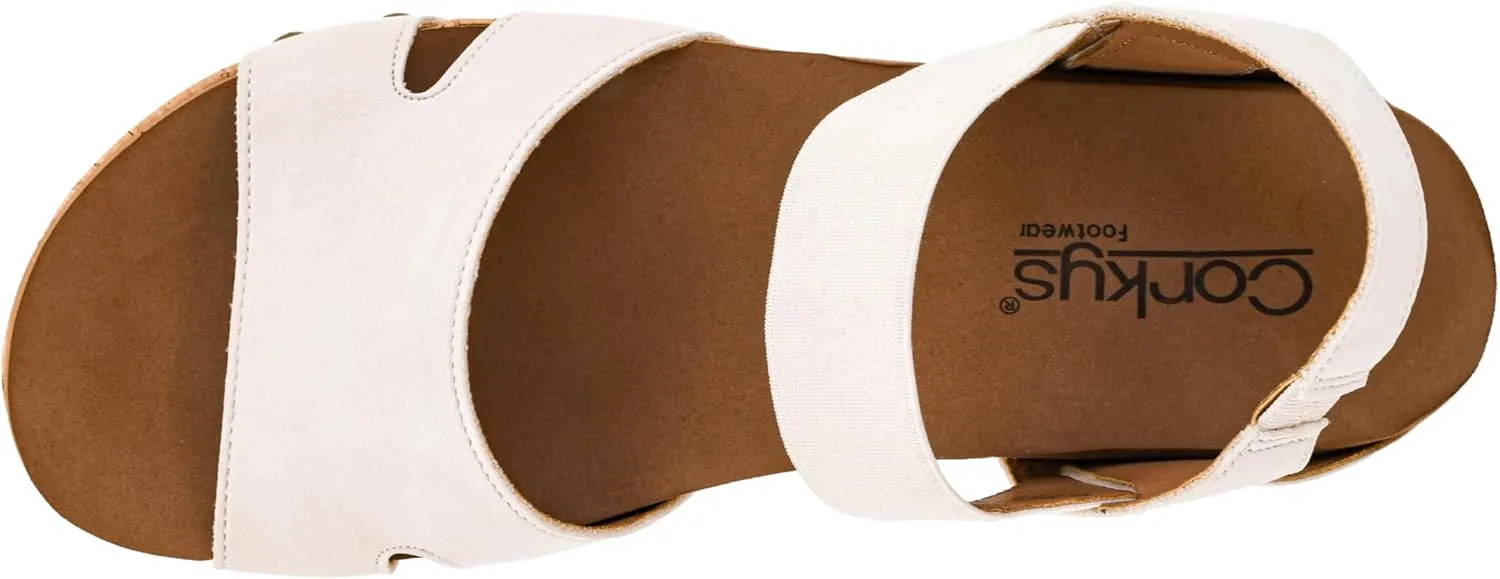 Corkys Footwear Women's Better With Time 2-Inch Wedge - Timeless Wide Toe Strap With Cut Outs, Elastic Gore Strap Around Ankle, And EVA Insoles For All-Day Comfort
