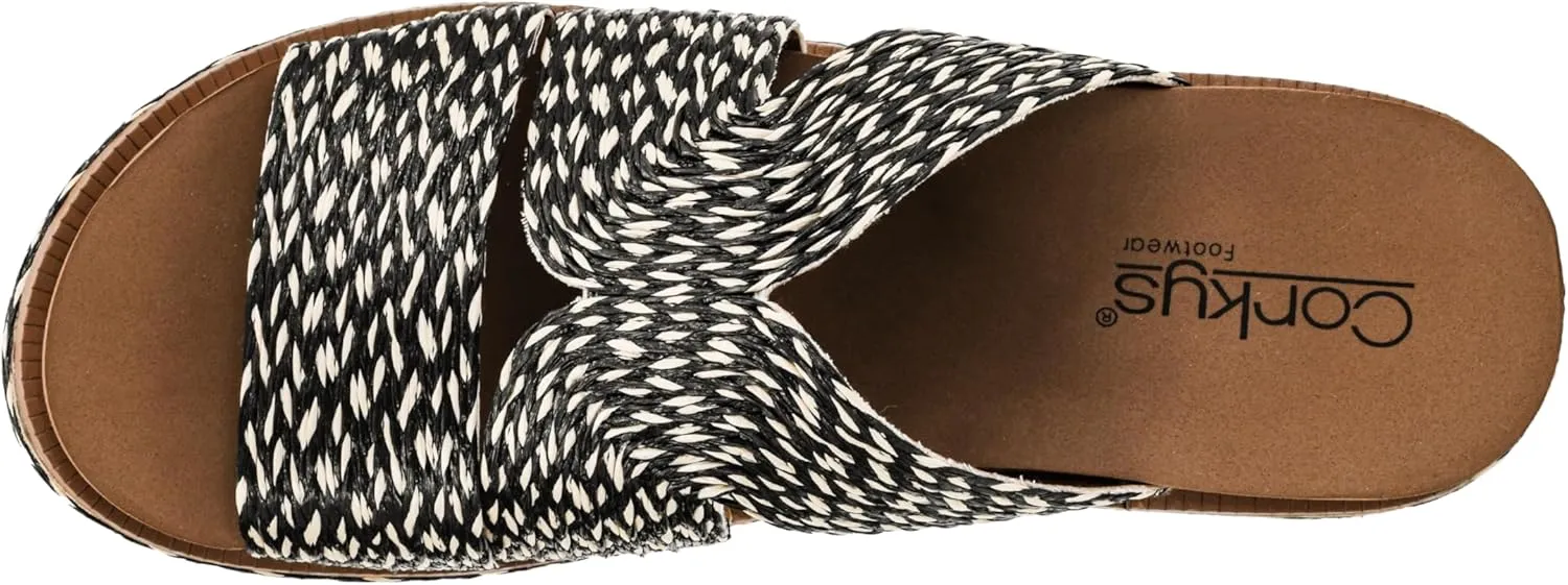 Corkys Footwear Women's Golden Hour Wedge Sandals with 2.5-Inch Heel - Comfort-Enhancing EVA Insoles, All-day wear, and Stylish Raffia Straps With Cutouts