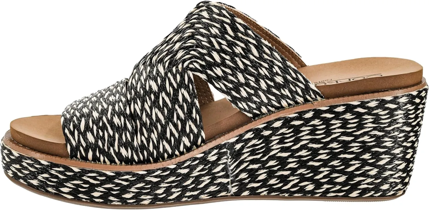 Corkys Footwear Women's Golden Hour Wedge Sandals with 2.5-Inch Heel - Comfort-Enhancing EVA Insoles, All-day wear, and Stylish Raffia Straps With Cutouts