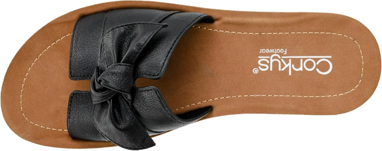 Corkys Footwear Women's Rock The Bowt Sandal - Comfortable And Cushioned Insoles, Wide Strap with Bow, Open Toe Design, Easy And Convenient Slip-On Design