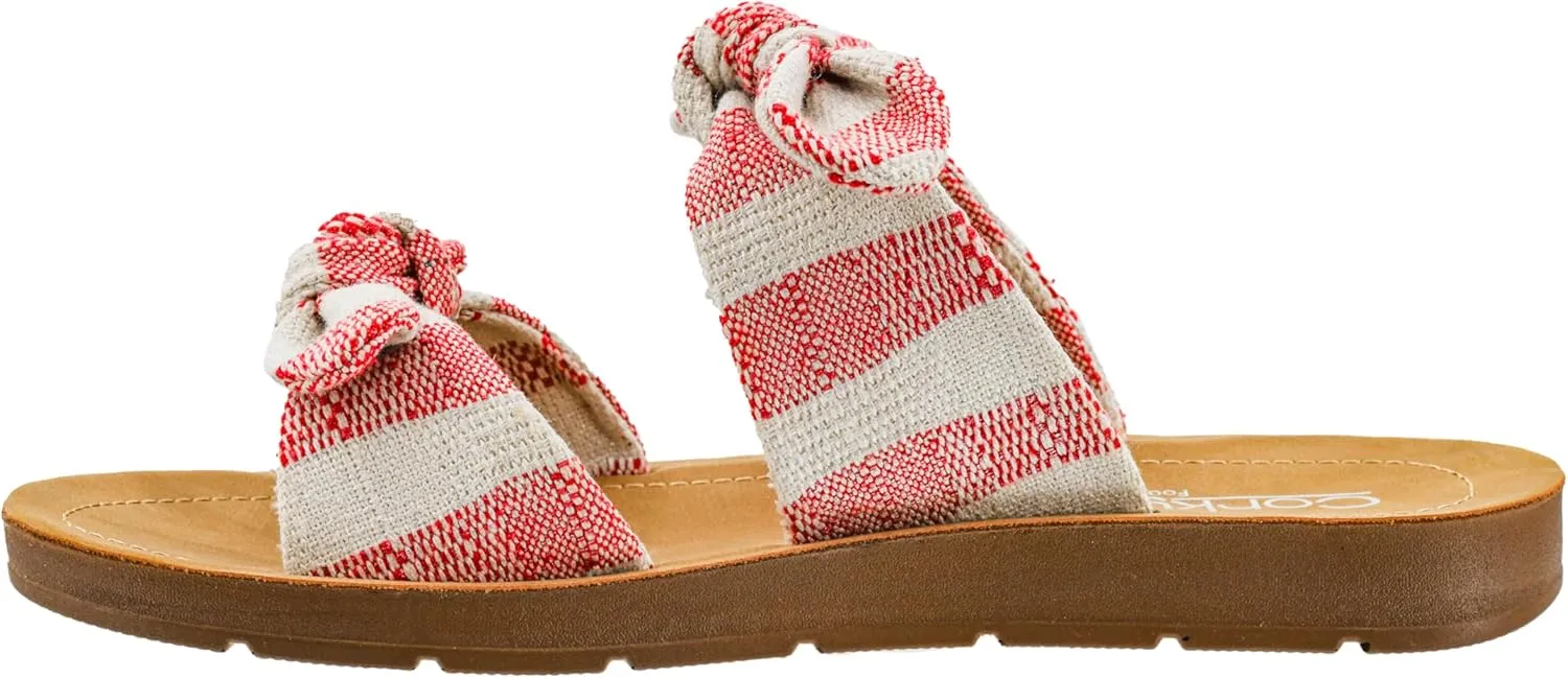 Corkys Footwear Women's Take A Bow Sandals - Where Comfort Meets Chic with Lightweight Feel, Two Straps With a Dainty Bow Detail, And Comfortable Insoles