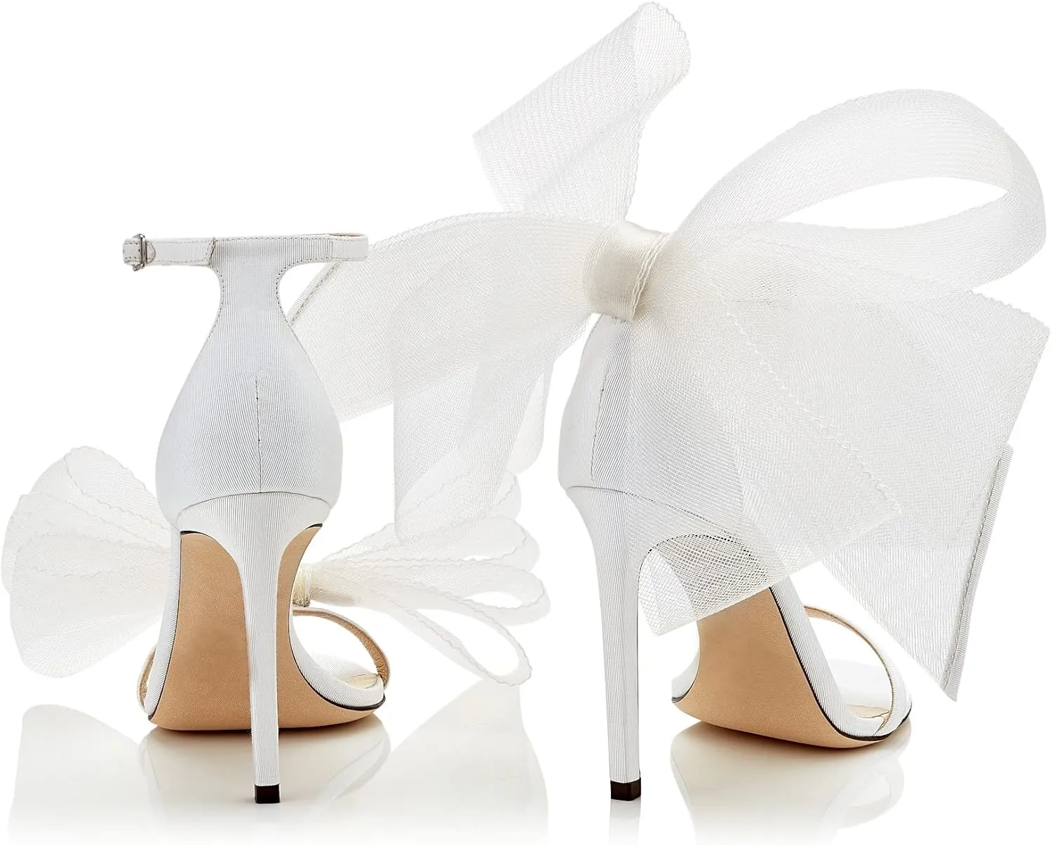 Coutgo Women's Bow Heels Open Toe Stiletto Heels One Strap Party Summer High Heeled Sandals Asymmetric Non-Removable Bow Knot