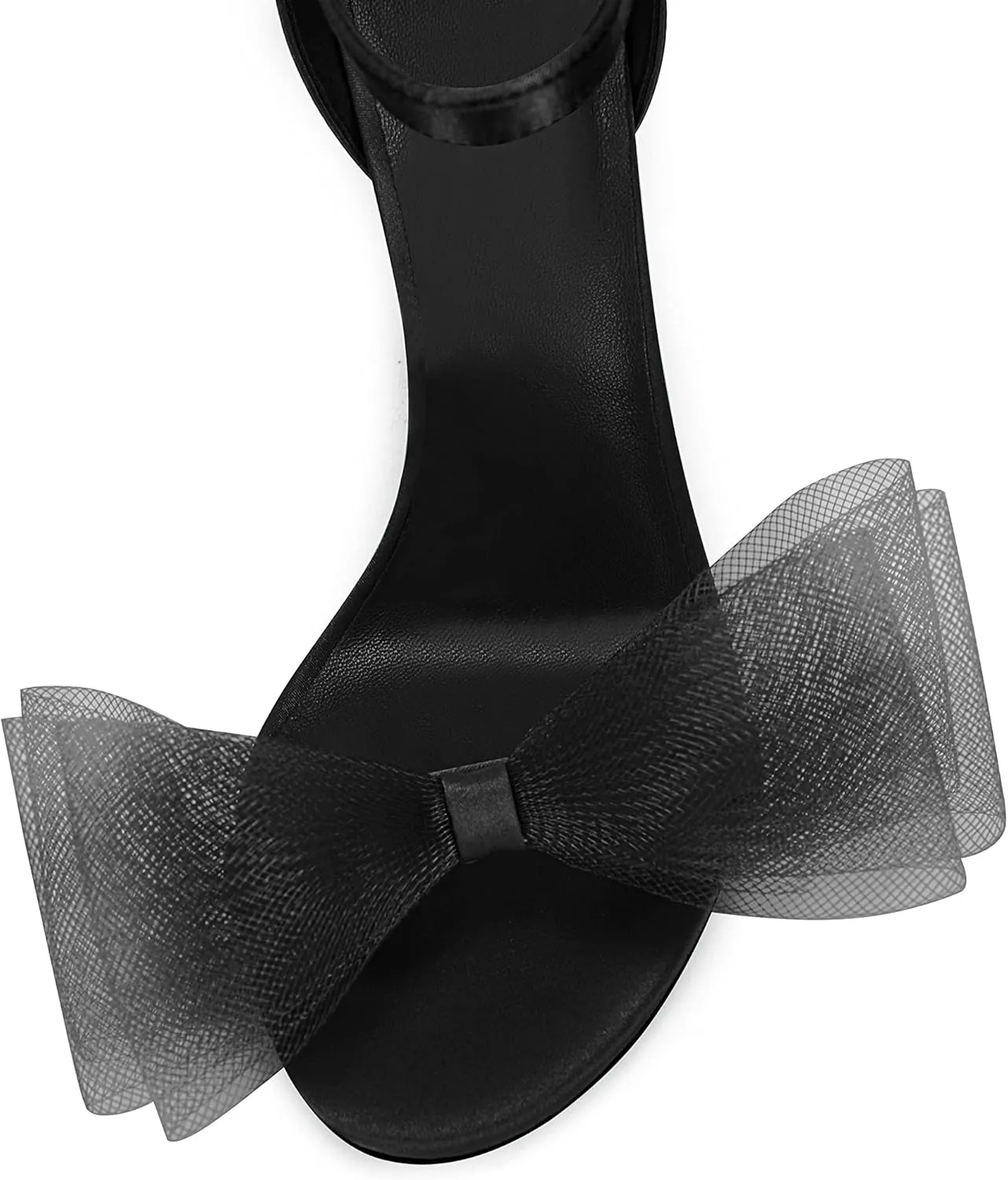 Coutgo Women's Bow Heels Open Toe Stiletto Heels One Strap Party Summer High Heeled Sandals Asymmetric Non-Removable Bow Knot