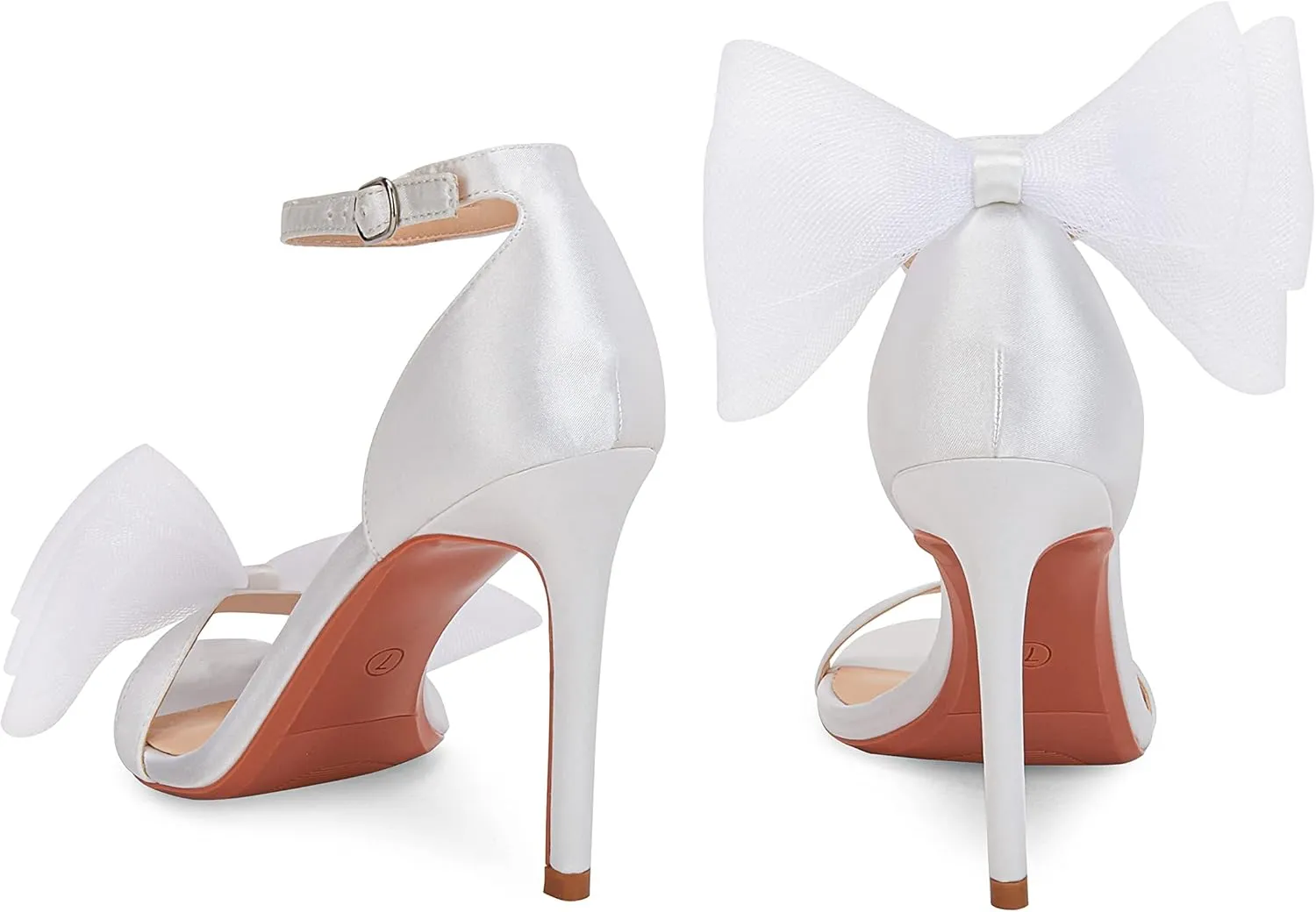 Coutgo Women's Bow Heels Open Toe Stiletto Heels One Strap Party Summer High Heeled Sandals Asymmetric Non-Removable Bow Knot