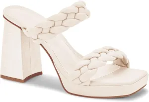 Coutgo Womens Platform Heels Chunky Heel Braided Heeled Sandals Slip on High Mules Party Summer Dress Shoes