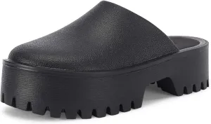Coutgo Women's Platform Mules Slip On Thick Sole Slippers Closed Toe Cute Comfort Shoes