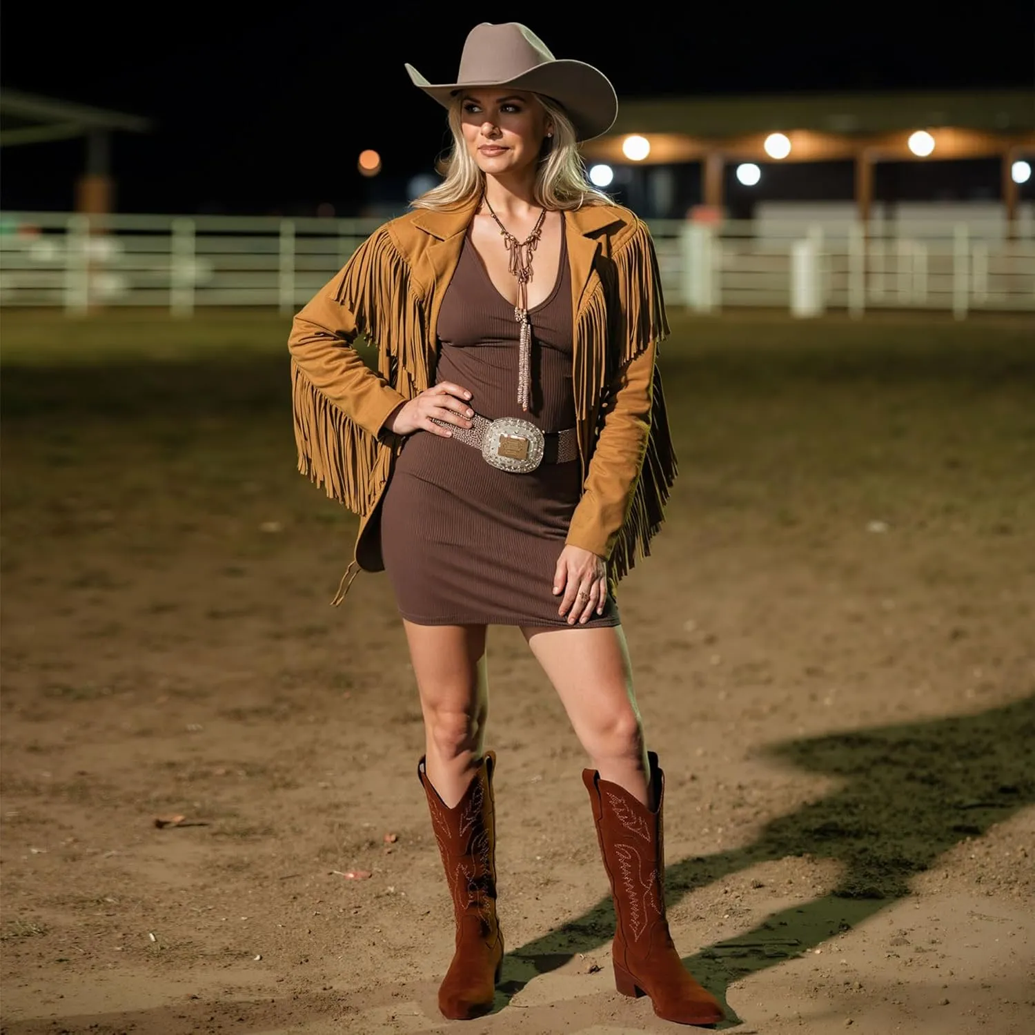 Cowboy Boots for Women Mid Calf Womens Cowgirl Boots for Girls Pointed Toe Slip on Chunky Heel Western Boot