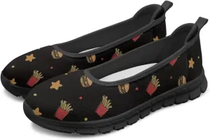 Creative Desserts Print Womens Ballet Flats Dress Shoes Fit Comfort Slip On Ballerina Platform Loafers Lightweight Mesh Soft Casual Sneakers Daily Wear
