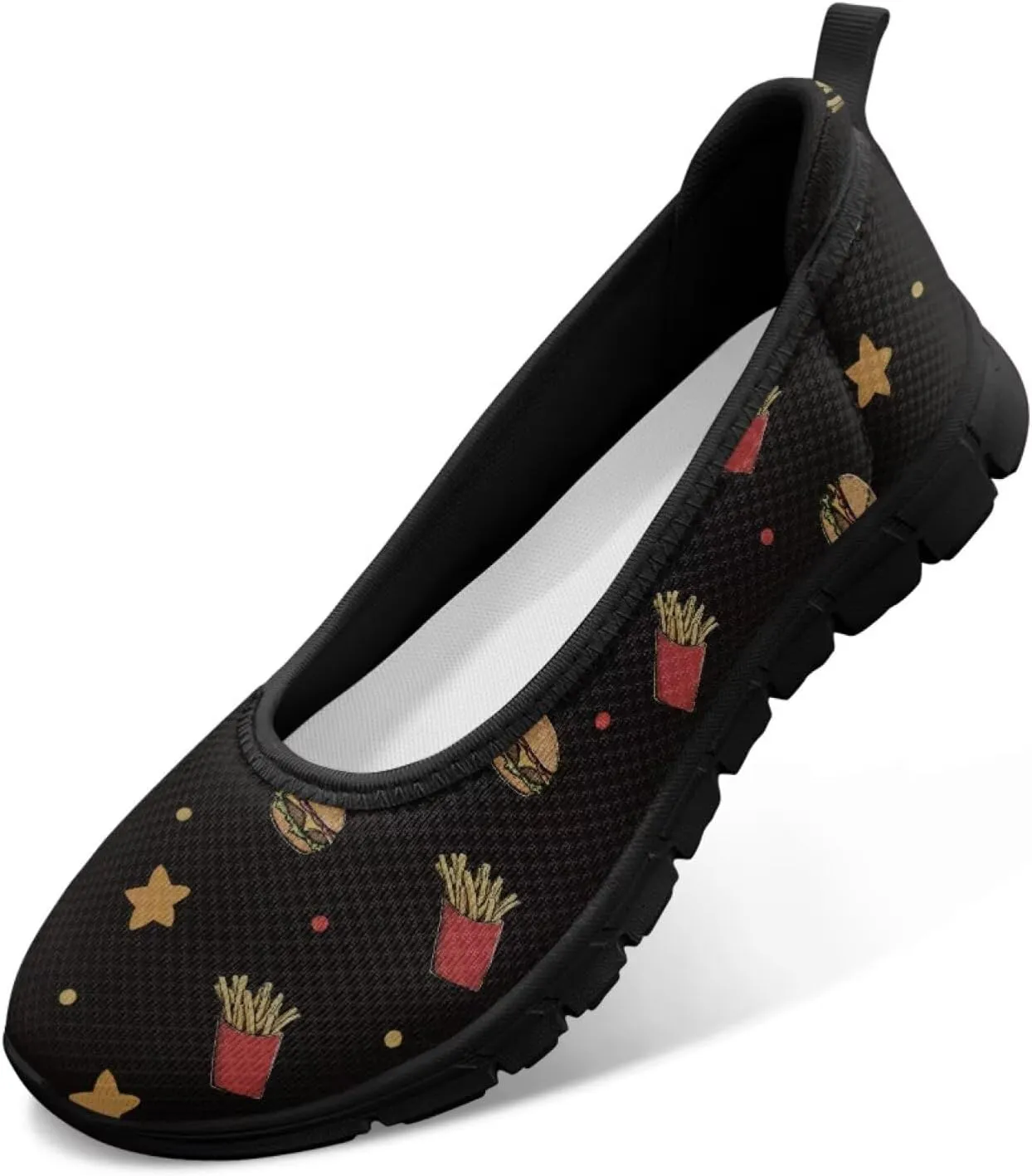 Creative Desserts Print Womens Ballet Flats Dress Shoes Fit Comfort Slip On Ballerina Platform Loafers Lightweight Mesh Soft Casual Sneakers Daily Wear
