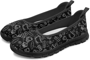 Creative Desserts Print Womens Ballet Flats Dress Shoes Fit Comfort Slip On Ballerina Platform Loafers Lightweight Mesh Soft Casual Sneakers Daily Wear