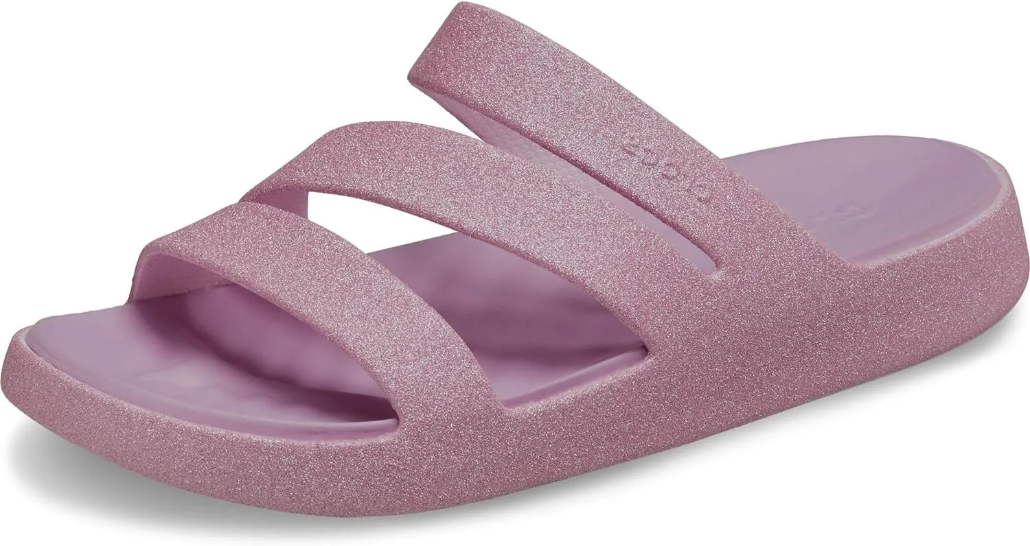 Crocs Women's Getaway Strappy Sandals, Pink Milk Glitter, 5