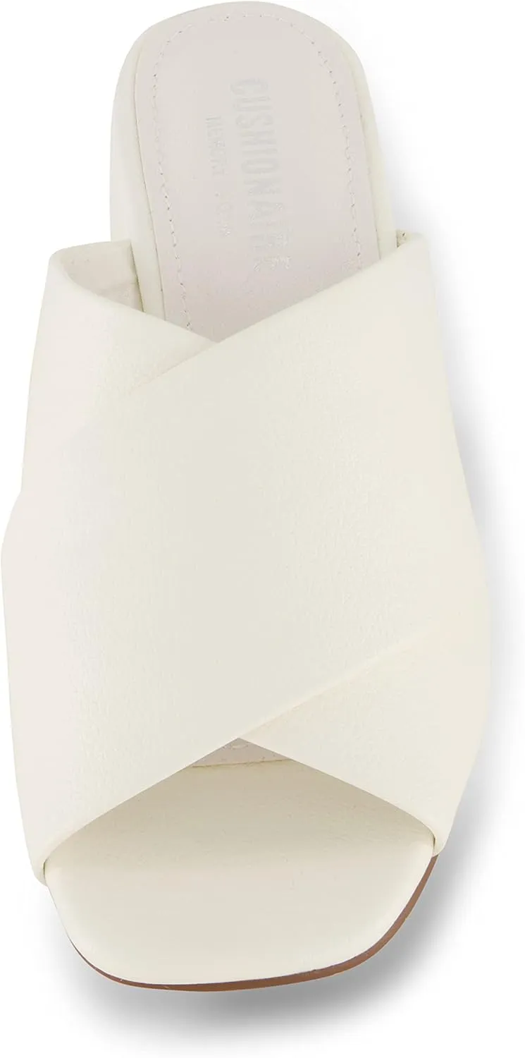 CUSHIONAIRE Garland cross band block heel sandal  Memory Foam, Wide Widths Available