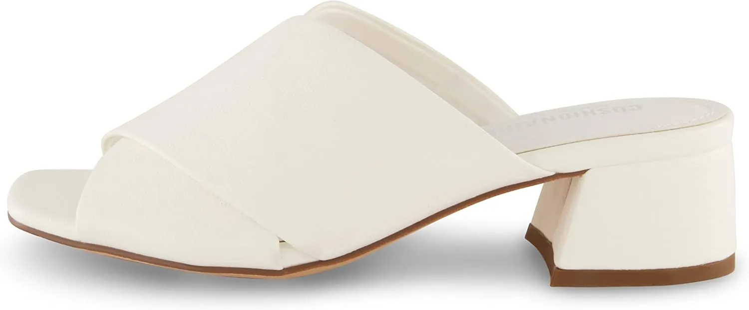 CUSHIONAIRE Garland cross band block heel sandal  Memory Foam, Wide Widths Available