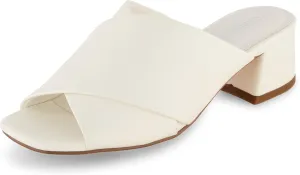 CUSHIONAIRE Garland cross band block heel sandal  Memory Foam, Wide Widths Available