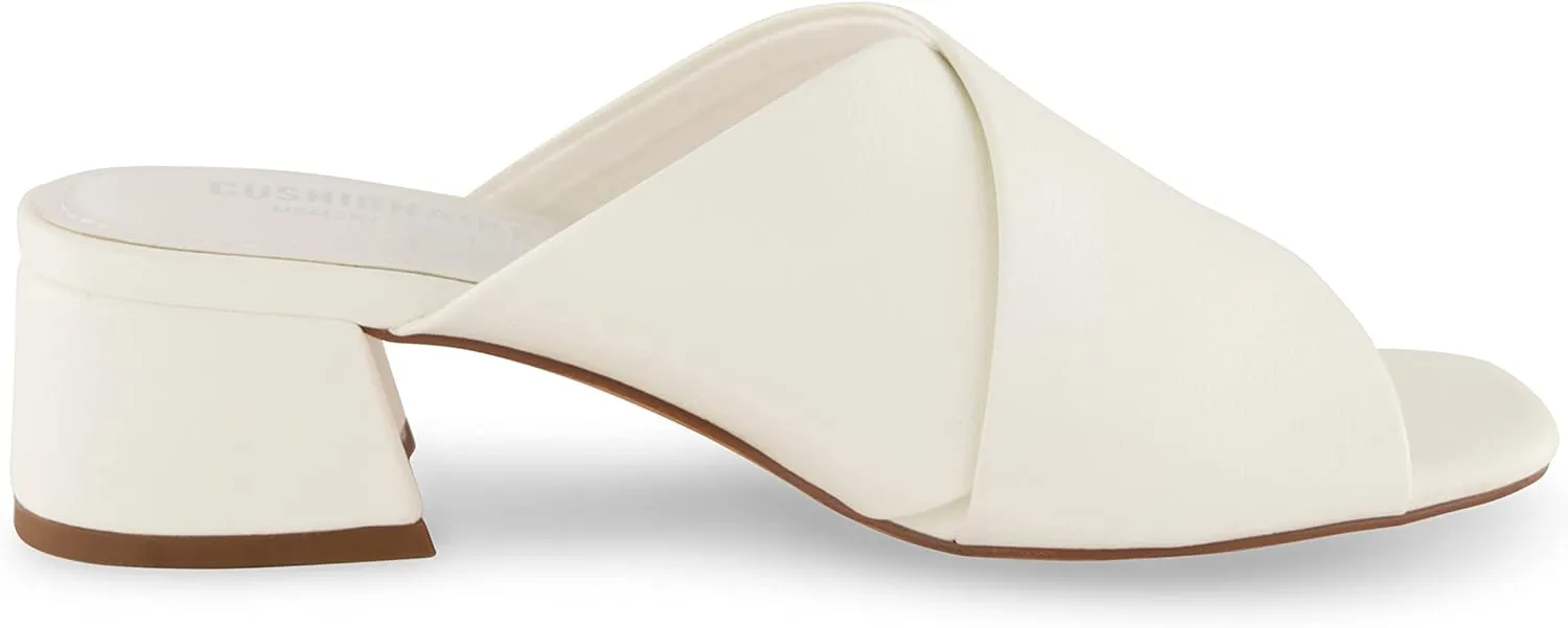 CUSHIONAIRE Garland cross band block heel sandal  Memory Foam, Wide Widths Available