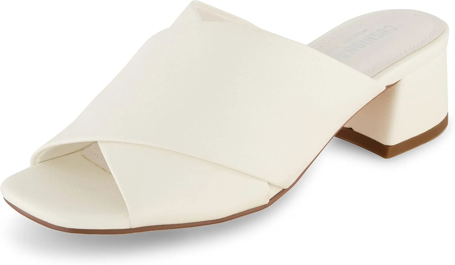 CUSHIONAIRE Garland cross band block heel sandal  Memory Foam, Wide Widths Available