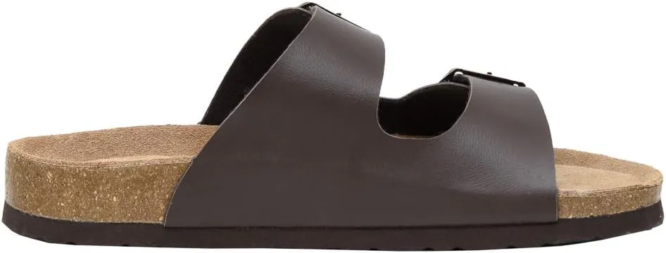 CUSHIONAIRE Lane Cork Footbed Sandals for Women – Comfortable Double Buckle Slip-On with Genuine Suede Footbed & Arch Support Slides for Women Footwear