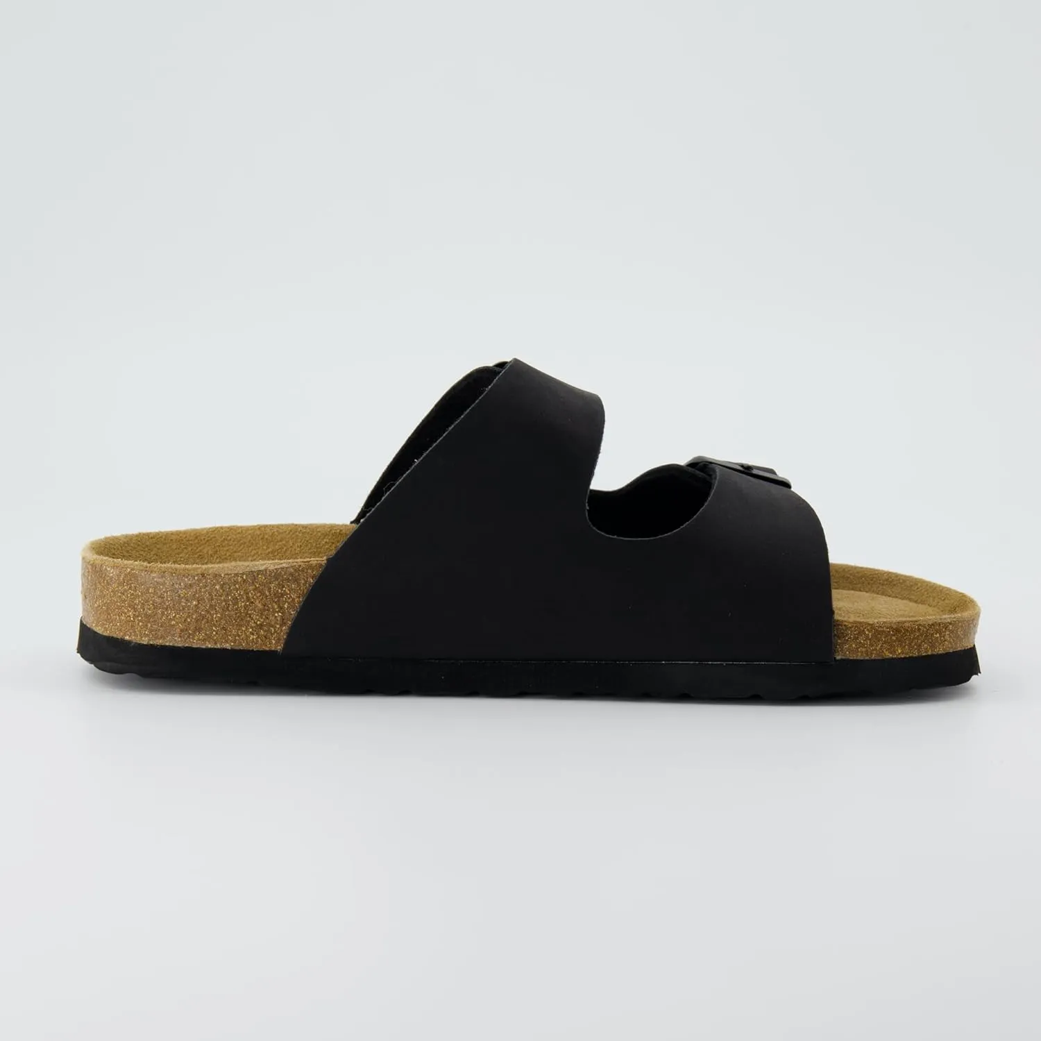 CUSHIONAIRE Lane Cork Footbed Sandals for Women – Comfortable Double Buckle Slip-On with Genuine Suede Footbed & Arch Support Slides for Women Footwear