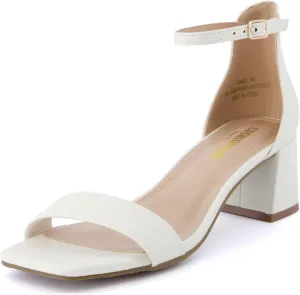 CUSHIONAIRE Women's Abbey one band square toe mid block heel sandal  Memory Foam, Wide Widths Available