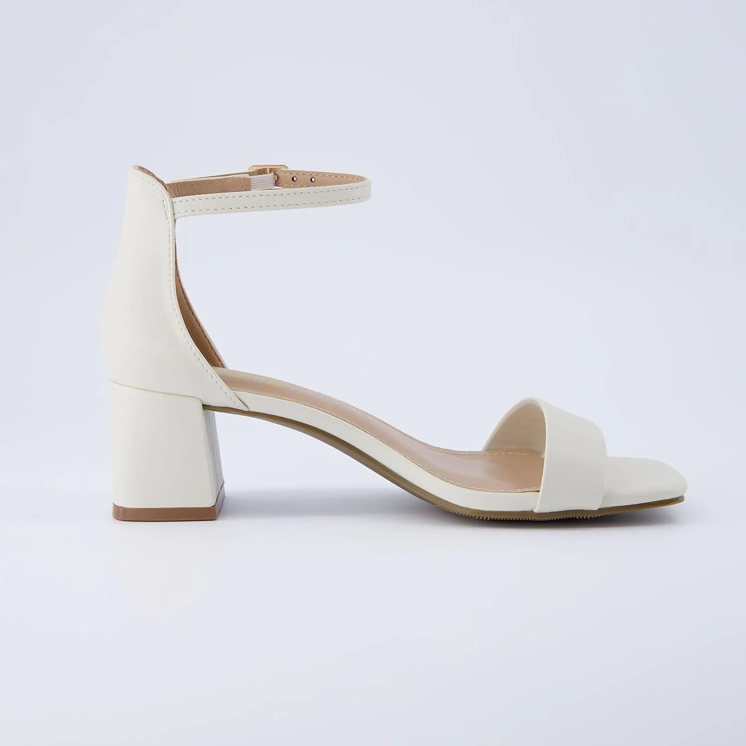 CUSHIONAIRE Women's Abbey one band square toe mid block heel sandal  Memory Foam, Wide Widths Available