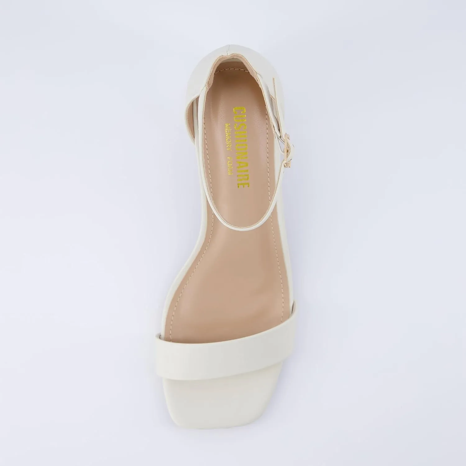 CUSHIONAIRE Women's Abbey one band square toe mid block heel sandal  Memory Foam, Wide Widths Available