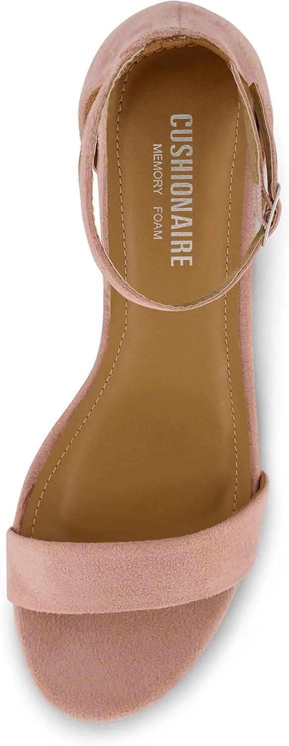 CUSHIONAIRE Women's Alba one band mid block heel sandal  Memory Foam, Wide Widths Available