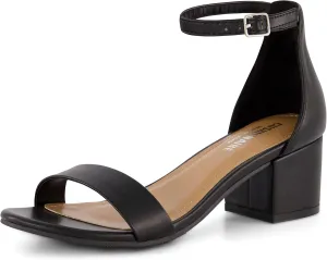 CUSHIONAIRE Women's Alba one band mid block heel sandal  Memory Foam, Wide Widths Available