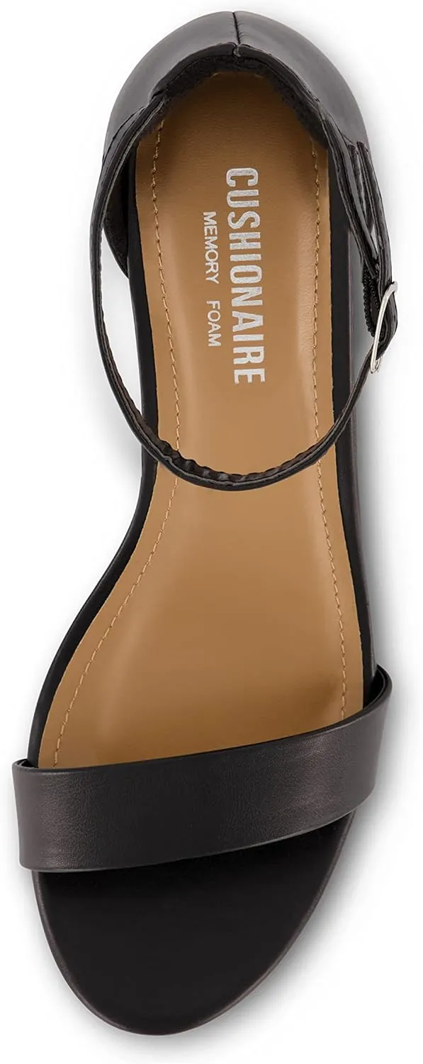 CUSHIONAIRE Women's Alba one band mid block heel sandal  Memory Foam, Wide Widths Available